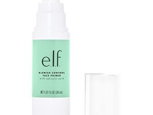 elf ، برايمر للوجه للتحكم في الشوائب - كبير ، يدوم طويلاً ، يكمل البشرة ، يتحكم في التشققات والعيوب ، لمسة نهائية غير لامعة ، محمل بحمض الساليسيليك وفيتامين E وشجرة الشاي ، 1.01 أونصة سائلة