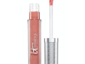 It COSMETICS Vitality Lip Flush Butter Gloss ، Naturally Pretty - ملمع + مصل شفاه مضاد للشيخوخة - يرطب الشفاه ويصلحها ويحميها - الكولاجين وحمض الهيالورونيك وزبدة الشيا وزيت الأفوكادو - 0.11 أونصة