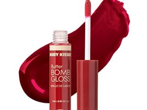 Ruby Kisses Lip Gloss Butter Bomb Gloss ملمع الشفاه غير اللاصق فيتامين E مكياج الشفاه الطبيعي الطبيعي - 7.8 مل (0.26 أونصة سائلة) (بدم بارد)