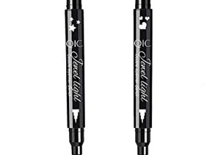 Go Ho Black Liquid Heart / Star Eyeliner Stamp ، قطعتان من محدد العيون السائل المقاوم للماء ، محدد عين القط مزدوج الجانب ، أدوات وشم مقاومة للتلطخ تدوم طويلاً ، أدوات مكياج لتحديد العيون