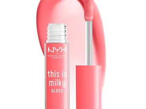 NYX PROFESSIONAL MAKEUP This Is Milky Gloss ، ملمع شفاه نباتي ، ترطيب لمدة 12 ساعة - Moo-dy Peach (شير كورال)