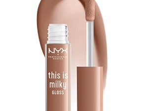NYX PROFESSIONAL MAKEUP This Is Milky Gloss ، ملمع شفاه نباتي ، ترطيب لمدة 12 ساعة - ملفات تعريف الارتباط والحليب (كول بيج نيود)