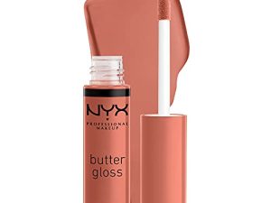 NYX Professional MAKEUP زبدة سكر بني لامع ، ملمع شفاه غير لاصق - سكر عالي (بيج فاتح فاتح)
