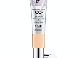 كريم IT Cosmetics Your Skin But Better CC + Cream ، Light Medium (C) - كريم تصحيح اللون ، أساس تغطية كاملة ، سيروم مرطب وواقي من أشعة الشمس SPF 50+ - لمسة طبيعية - 1.08 أونصة سائلة