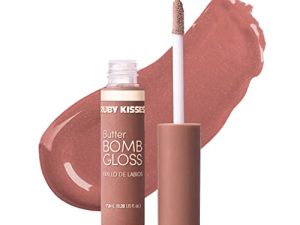 Ruby Kisses Lip Gloss Butter Bomb Gloss ملمع الشفاه غير اللاصق فيتامين E مكياج الشفاه الطبيعي الطبيعي - 7.8 مل (0.26 أونصة سائلة) (Beau)