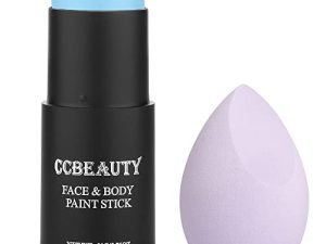 عصا طلاء الوجه CCbeauty باللون الأزرق الفاتح ، مجموعة طلاء الوجه ، مكياج SFX غير سام لمكياج أفاتار جثة العروس الهالوين التنكري ، طلاء FX احترافي للجسم ، كريم أساس تغطية كاملة مع إسفنجة مكياج