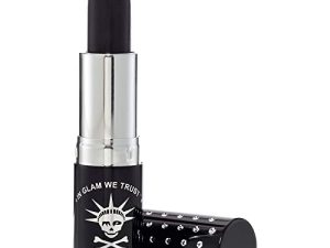 أحمر شفاه من MANIC PANIC Raven Lethal Creamtones - أحمر شفاه كريمي شبه غير لامع للون الأسود للشفاه - أحمر شفاه مرطب خالٍ من القسوة لشفاه ناعمة (.35 أونصة)