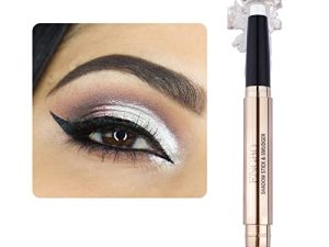 LOKFAR Eye-Shadow Stick Makeup Cosmetics Stick Eye Brightener Stick ، قلم ظلال عيون كريمي قابل للتدوير ، قلم ظلال عيون لامع لامع مع فرشاة ناعمة لمكياج العيون (01 # أبيض لؤلؤي لامع)