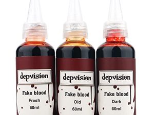 مجموعة Depvision Fake Blood 2 OZ X 3 ألوان جديدة وجروح داكنة قديمة من أجل المؤثرات الخاصة للجروح والمكياج المحترف والمقاوم للماء مصور الجلد ، أبيض ، طازج ، شفاف