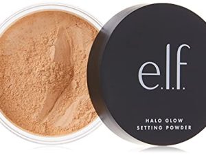 elf، Halo Glow Setting Powder ، حريري ، عديم الوزن ، ضبابي ، ينعم ، يقلل المسام والخطوط الدقيقة ، يخلق تأثير تركيز ناعم ، متوسط ، لمسة نهائية شبه غير لامعة ، 0.24 أونصة
