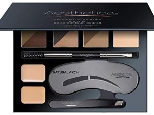 مجموعة كونتور للحواجب من Aesthetica مكونة من 16 قطعة ، مجموعة 6 مساحيق للحواجب ، 5 أقلام للحواجب ، فرشاة مزدوجة / فرشاة ، ملاقط ، شمع حواجب ، هايلايتر - هدايا فريدة للنساء في عيد ميلادها