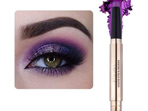 LOKFAR Eye-Shadow Stick Makeup Cosmetics Stick Eye Brightener Stick ، قلم ظلال عيون كريمي قابل للتدوير ، قلم ظلال عيون لامع لامع مع فرشاة ناعمة لمكياج العيون (08 # بنفسجي لامع)