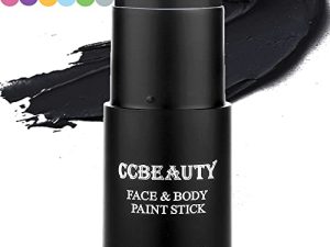 عصا طلاء احترافية للوجه والجسم CCBeauty (0.75 أونصة) ، قلم طلاء كريمي قابل للمزج ، غير سام لحفلات تنكرية مؤثرات خاصة بالهالوين مؤثرات SFX (02 # أسود)