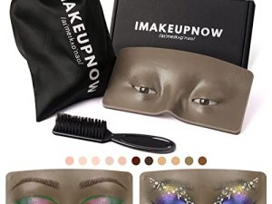 IMAKEUPNOW Makeup Practice Face Board 3D Realistic Pad with Cleaning Brush for Makeup Artist Board Practice ، Eyeshadow Eyeliner Eyebrow Lash رسم خرائط واقعية لبشرة الوجه ومكياج للعين نموذج ممارسة للعصام الذاتي أو المحترفين الرسميين # 5 BROWN -6 Brown Eyes
