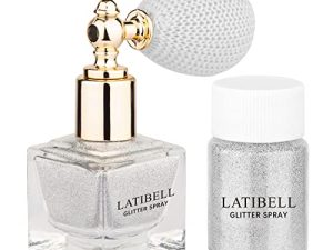 بخاخ لامع للجسم من LATIBELL ، بخاخ فضي لامع للشعر والجسم ، بخاخ لامع للجسم مستحضرات تجميل ومكياج لامع لشعر Rave Hair Body والوجه تصميم فن الأظافر - مع عبوة واحدة من عبوات