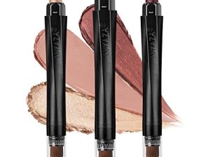 LUXAZA 3 PCS Champagne Pink Red Neutral Eyeshadow Stick مجموعة ، لامع وغير لامع كريم ظلال العيون ماكياج ، برايتنر هايلايتر قلم تلوين مكياج