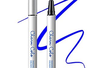 قلم تحديد العيون السائل الأزرق غير اللامع Waterline Eye Liner Pen delineador de ojos de Colores يدوم لمدة 24 ساعة يدوم طويلاً مصبوغ مقاوم للماء ومقاوم للتلطخ قلم تحديد العيون هدية مكياج عيد الميلاد للفتيات والنساء