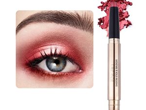 LOKFAR Eye-Shadow Stick Makeup Cosmetics Stick Brightener Stick ، قلم ظلال عيون كريمي قابل للتدوير ، قلم ظلال عيون لامع لامع مع فرشاة ناعمة لمكياج العيون (06 # وردي أحمر لامع)