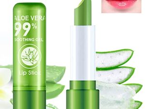 WYBLZPXZ عبوتان من أحمر الشفاه Aloe Vera ، أحمر شفاه مرطب ومغذي يدوم طويلاً ، أحمر شفاه متغير اللون بدرجة حرارة سحرية ، ملمع شفاه ، مكياج بلسم شفاه غير لامع مقاوم للماء