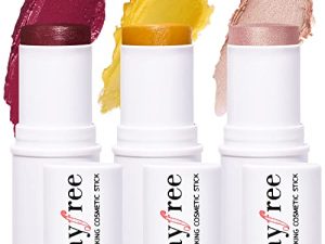 KIMUSE Cosmetics Multi Stick Trio ، كريم أحمر خدود كريمي ، عصا تمييز ومرطب ، 3 عبوات من أعواد المكياج للنساء الأكبر سنًا والبشرة الناضجة