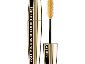L'Oreal Paris Makeup Voluminous Million Lashes تكثيف ، محدد ، مقاوم للتلطخ ، إطالة خالية من التكتل ، تركيبة مكياج العين بالكولاجين ، فرشاة ماسكارا تضخيم ، أسود بني ، 0.3 مل ؛ أوقية.