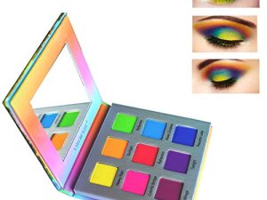 لوحة ظلال عيون عالية الصبغة من YMH BEAUTE ، 9 ألوان براقة للعيون ، لوحة ظلال عيون ملونة غير لامعة ، تدوم طويلاً مقاومة للماء خالية من القسوة ، قوس قزح