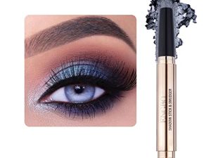 LOKFAR Eye-Shadow Stick Makeup Cosmetics Stick Brightener Stick ، قلم ظلال عيون كريمي قابل للتدوير ، قلم ظلال عيون لامع لامع مع فرشاة ناعمة لمكياج العيون (10 # فضي رمادي لامع)