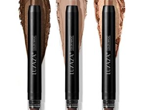 LUXAZA 3Pcs Eyeshadow Stick Set، Matte and Shimmer Creamy Eyeshadow Pencil، Brown Gold Nude Shadow Stick Set ، مكياج عيون سموكي مقاوم للماء يدوم طويلاً