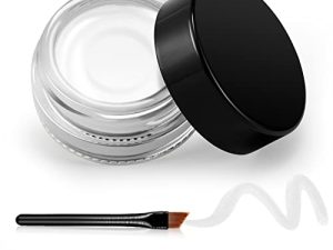 قلم تحديد العيون من Erinde White Gel ، وعاء جل تحديد العيون الكريمي المقاوم للماء يدوم طويلاً ، أصباغ عالية الكثافة ومقاوم للتلطخ ، محدد عيون مقاوم للماء للكريسماس مع قطعتين من الفرش 04 # أبيض