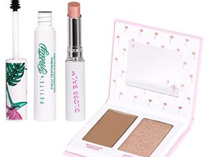 مجموعة مكياج Petite 'n Pretty Glow للبنات ، تتضمن الثنائي للخدود والهايلايتر ، بلسم الشفاه اللامع ، وماسكارا مكثفة بالريش بالكامل ، صنع في الولايات المتحدة الأمريكية