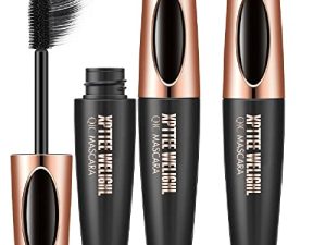 QIC 4D Silk Fiber Lash ماسكارا ، حجم وطول أسود ، مقاوم للماء ومقاوم للتلطخ ، يدوم طويلاً لا يتقشر ، ماسكارا كثيفة الرموش ، ممتلئة طوال اليوم (قطعتان)