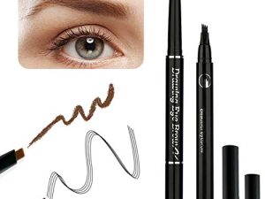 عبوتان من مجموعة أقلام تحديد الحواجب ، قلم حواجب Microblading ، قلم حواجب سائل مقاوم للماء مع أداة تطبيق طرف شوكة صغيرة ، مجموعة أقلام حواجب احترافية مع نهايات مزدوجة ، فرشاة حواجب بني