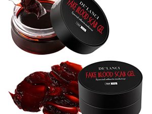 DE'LANCI Fake Blood Scab ، قطعتان من جل الدم المتخثر قابل للغسل ، مكياج واقعي للندب الهالوين الهالوين SFX على الوجه / الجسم ، ملابس زومبي فامباير مونستر كوسبلاي لمرحلة الدم - 60 جم (2.12 أونصة)