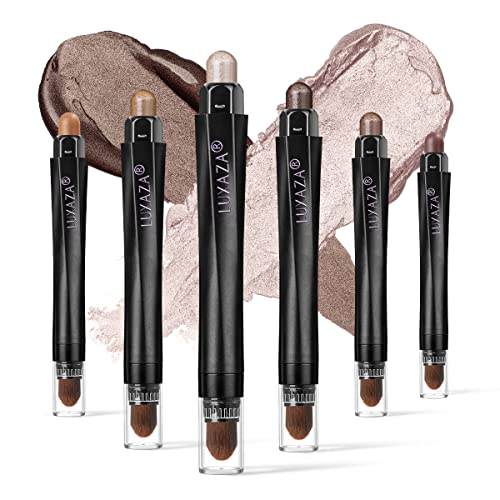 LUXAZA 6 PCS مجموعة ظلال عيون معدنية بلون بني محايد ، قلم ظلال عيون كريمي شامباني ، قلم تلوين وملمع ، مجموعة عصا مكياج ، لا يسبب الحساسية ومضاد للماء. LUXAZA 6 PCS مجموعة ظلال عيون معدنية بلون بني محايد ، قلم ظلال عيون كريمي شامباني ، قلم تلوين وملمع ، مجموعة عصا مكياج ، لا يسبب الحساسية ومضاد للماء.