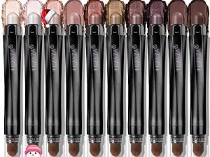 LUXAZA 10PCS Eyeshadow Stick ، لامع وغير لامع بني محايد مطفأ اللمعة قلم تلوين قلم رصاص ، عصا تفتيح العين مع تركيبة مقاومة للتجاعيد ، مقاومة للماء وطويلة الأمد