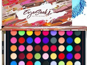مجموعة مكياج ظلال العيون الملونة من EYESEEK + فرشاة ، لوحة ظلال عيون براقة قابلة للمزج 45 لونًا ، منصات غير لامعة عالية الصباغ ، مجموعات هدايا مكياج شادو بلاتيت مقاومة للماء لمكياج الهالوين - جميع ألوان قوس قزح غير اللامعة
