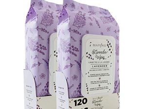 مناديل تنظيف الوجه باللافندر من BeautyFrizz - 120 قطعة - مناديل لطيفة لإزالة المكياج للوجه والرقبة - مناديل الوجه بالصبار والريتينول والخروع وفيتامين E - حافظي على انتعاشك باستخدام مناديل الوجه المبللة باللافندر