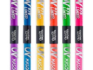 قلم تحديد العيون وماسكارا UV Glow Blacklight - عبوة متنوعة من 6 ألوان ، 6 مل - مرحلة النهار أو الليل ، مكياج النوادي أو الأزياء التنكرية من سبلاش آند انسكاب