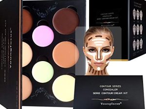 مجموعة مكياج كونتور بست 8 ألوان وهايلايتينج من يونج فوكس كوزماتيكس - كريم أساس كونتور / لوحة خافي عيوب - نباتي وخالي من القسوة ومضاد للحساسية - التعليمات خطوة بخطوة مرفقة
