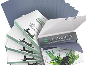أوراق نشاف زيت Serenoraa للوجه - 6 × 100 ورقة - فحم خيزران طبيعي عالي الجودة ، مع ورق نشاف كبير جدًا 5 × 3 بوصات للبشرة الدهنية لتقليل حب الشباب - صديق للمكياج وسميك ومحمول