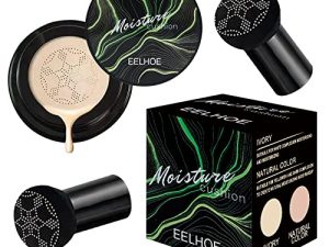 كريم أساس كريم أساس وسادة الهواء CC من Mushroom Head مع قطعتين من إسفنجات رأس الفطر ، كريم BB المرطب ، برايمر أساسي لتوحيد لون البشرة (عاجي)