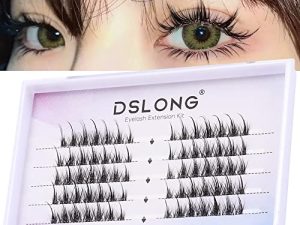 DSLONG Manga Lashes رقيقة شفافة الفرقة الفردية رموش أنمي الرموش الطبيعية نظرة العنقودية مجموعة تمديد الرموش ، تأثيري رمش العين أدوات ماكياج (UP-02)