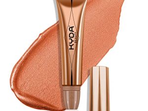 KYDA Blush Beauty Wand ، أحمر خدود سائل للوجه مع أداة توزيع الوسادة ، لمسة نهائية لامعة طبيعية ، تركيبة كريمية مرطبة ، أحمر خدود متوهج ناعم وخفيف الوزن وخفيف الوزن ، خالٍ من القسوة ، 0.41 أونصة سائلة ، من أونست بيوتي جوي أورانج