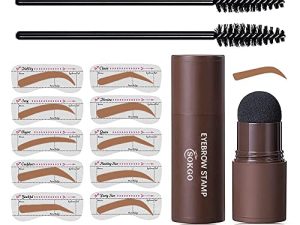 Sokgo Eyebrow Stamp ، مجموعة تشكيل الحواجب بخطوة واحدة ، مجموعة استنسل احترافية لختم الحاجب ، مجموعة بودرة ماكياج الحواجب طويلة الأمد للنساء ، بني فاتح